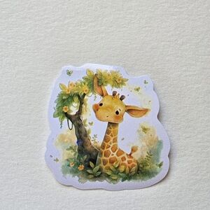10/$10 Cute Yellow Giraffe Sticker with Green Tree Design